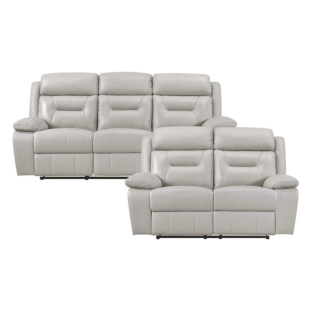 Emillia 87 in. W. Pillow Top Arm Leather Rectangle 2-Piece Manual Reclining