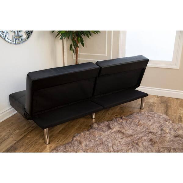 Devon Claire 70 In W Black Palmer Leather Convertible Sofa Ad Pab 161n5s Blk The