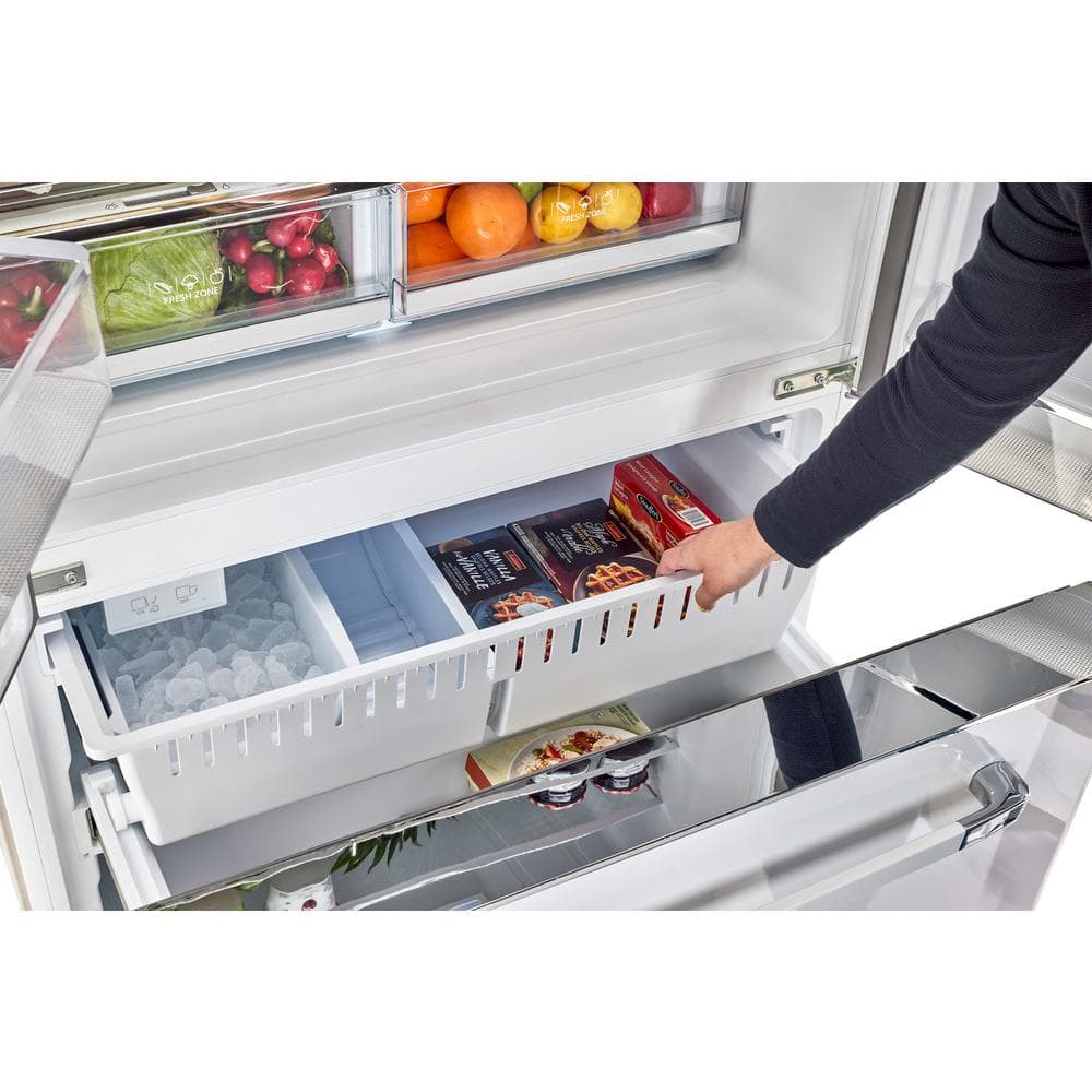 Marshmallow White Retro French Door Refrigerator with Ice Maker