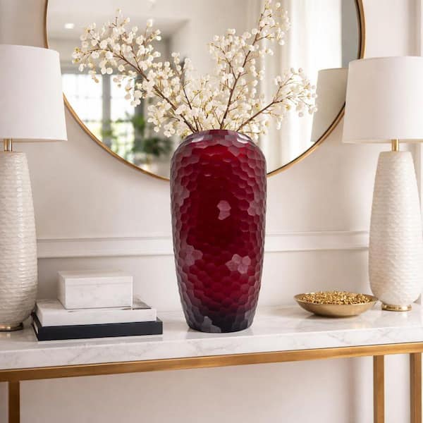 castellousa 16 in. Red Decorative Cylinder Glass Vase CB-DU1-VS-16-RED-DUI075