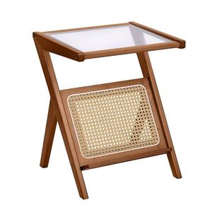 Brown 17.7 in. x 22 in. Rattan Freestanding Magazine Rack
