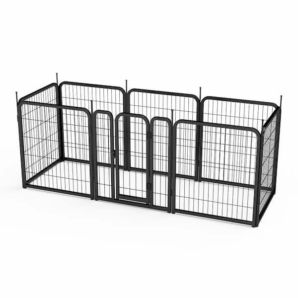COOLSHARK 26.3 in. W x 31.5 in. H. No Dig Decorative Outdoor Garden Fence, Metal Fence Panels, for RV Camping, Yard, Indoor, Black