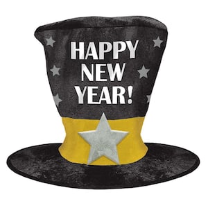 New Year's 12 in. Black Silver and Gold Oversized Top Hat (2-Pack)
