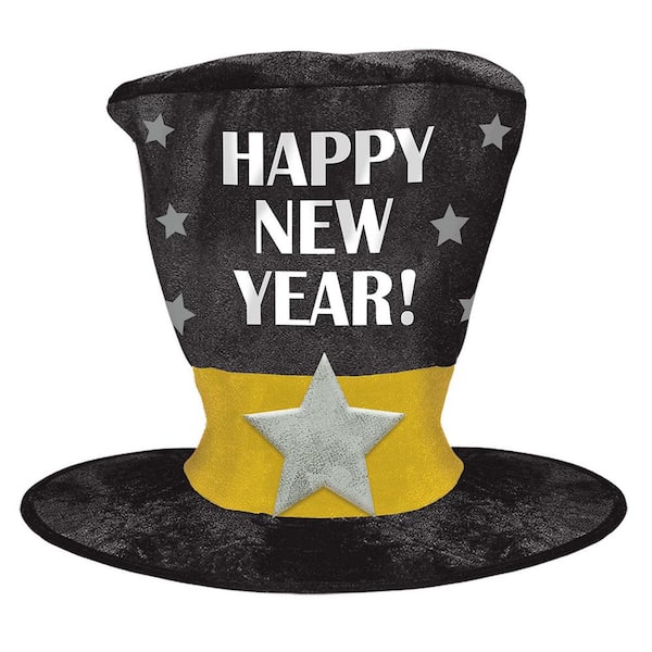 Amscan New Year's 12 in. Black Silver and Gold Oversized Top Hat (2 ...