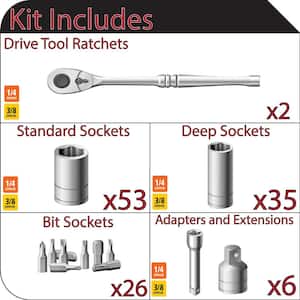 3/8 in. and 1/2 in. Drive SAE/Metric, Shallow and Deep, Mechanics Tool Set (122-Piece)