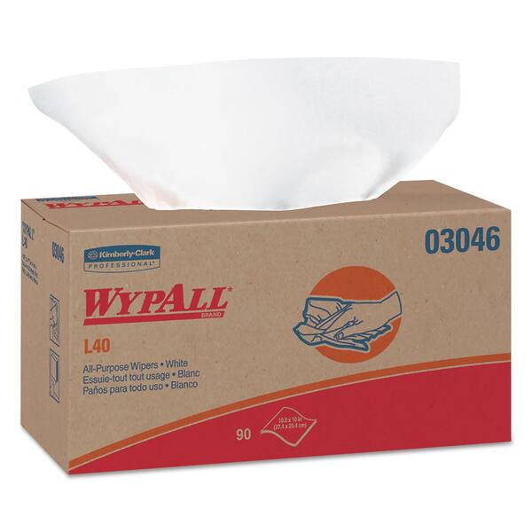 WYPALL L40 Towels, POP-UP Box, White, 10-4/5 in. x 10 in., 90/Box, 9 Boxes/Carton
