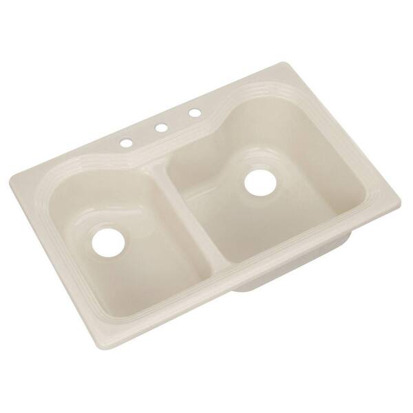 Thermocast Breckenridge Drop-In Acrylic 33 in. 3-Hole Double Bowl Kitchen Sink in Natural