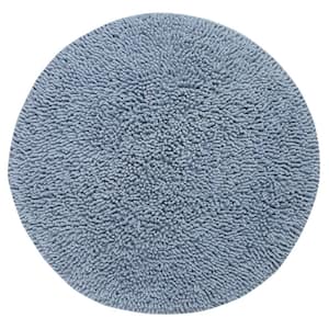 Fantasia Collection 100% Cotton Tufted Non-Slip Bath Rugs, 25 in. x25 in. Round, Blue