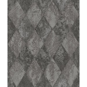 Ambiance Harlequin Black/Silver Metallic Vinyl Non-Pasted Textured Wallpaper Roll (Covers 57.75 sq.ft.)