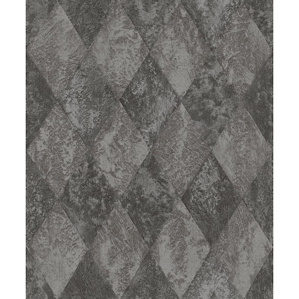 Unbranded Ambiance Harlequin Black/Silver Metallic Vinyl Non-Pasted Textured Wallpaper Roll (Covers 57.75 sq.ft.)