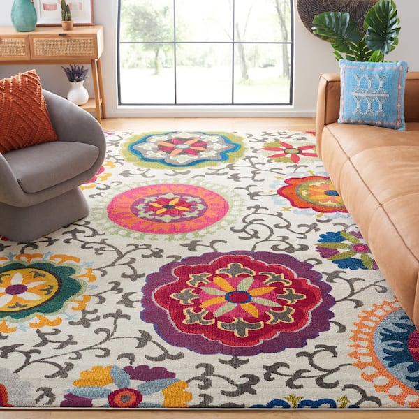 Monaco Ivory/Multi 11 ft. x 15 ft. Floral Area Rug