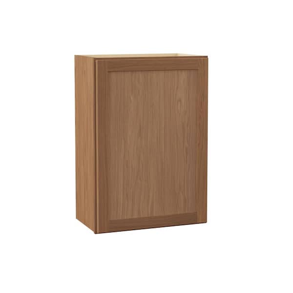 Hampton Bay Sinclair 21 in. W x 12 in. D x 30 in. H Assembled Wall Cabinet in Shaker Saddle Oak