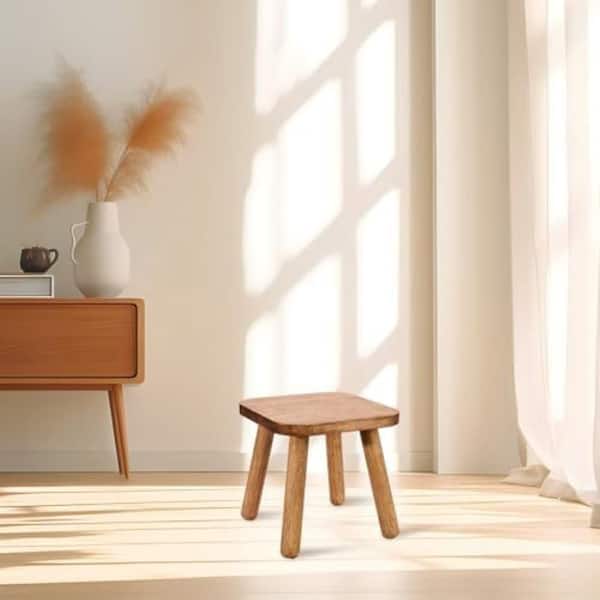 Solid Wood Step Stool Small Square Sitting Stool with Detachable