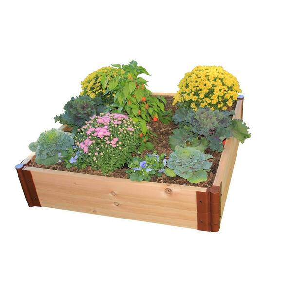 Frame It All Two Inch Series 4 ft. x 4 ft. x 12 in. Cedar Raised Garden Bed Kit