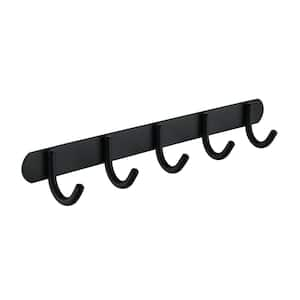 Wall Mounted 5 in. 1 J-Hook Robe/Towel Hook Stainless Steel Hook Rack in Matte Black