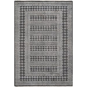 Natalie Grey Doormat 2 ft. x 4 ft. Aztec Geometric Fringe Indoor Area Rug