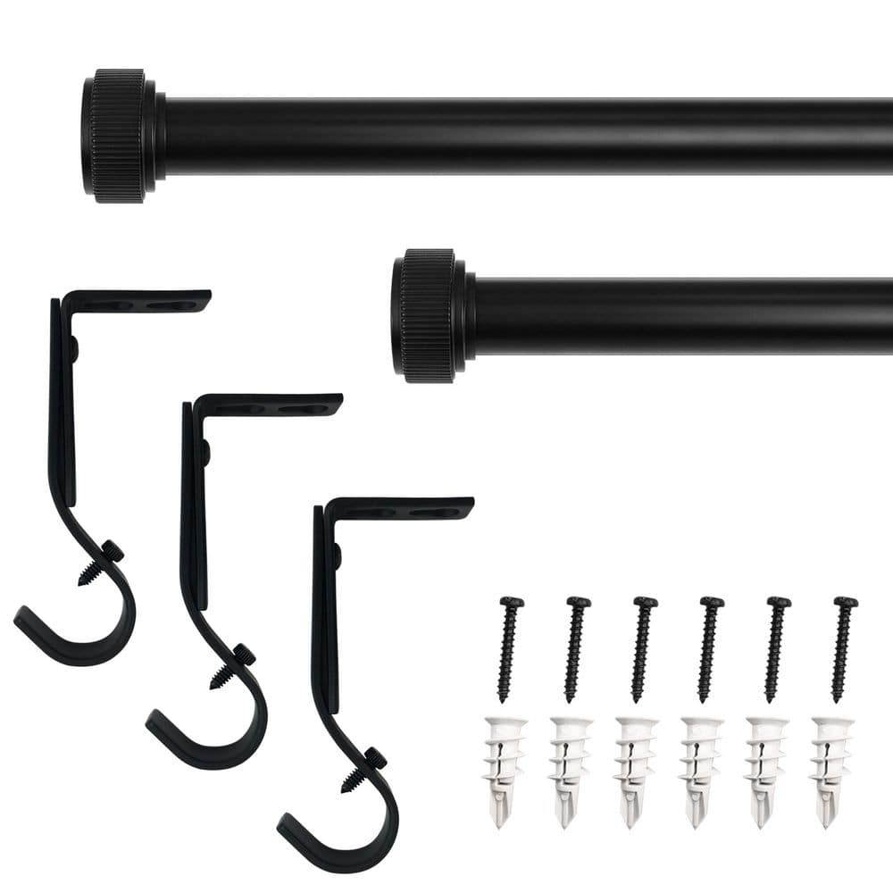 50 in. - 144 in. Adjustable Single Curtain Rod 1 in. Dia. in Matte Black with Lined Cap price history on PriceWatchPro