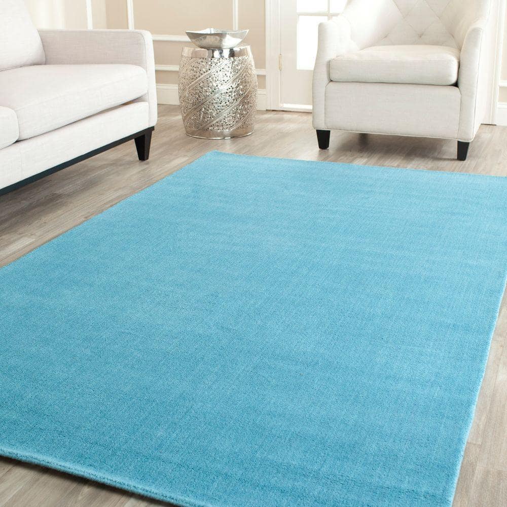 Turquoise Handmade Wool 9' x 12' Tufted Area Rug
