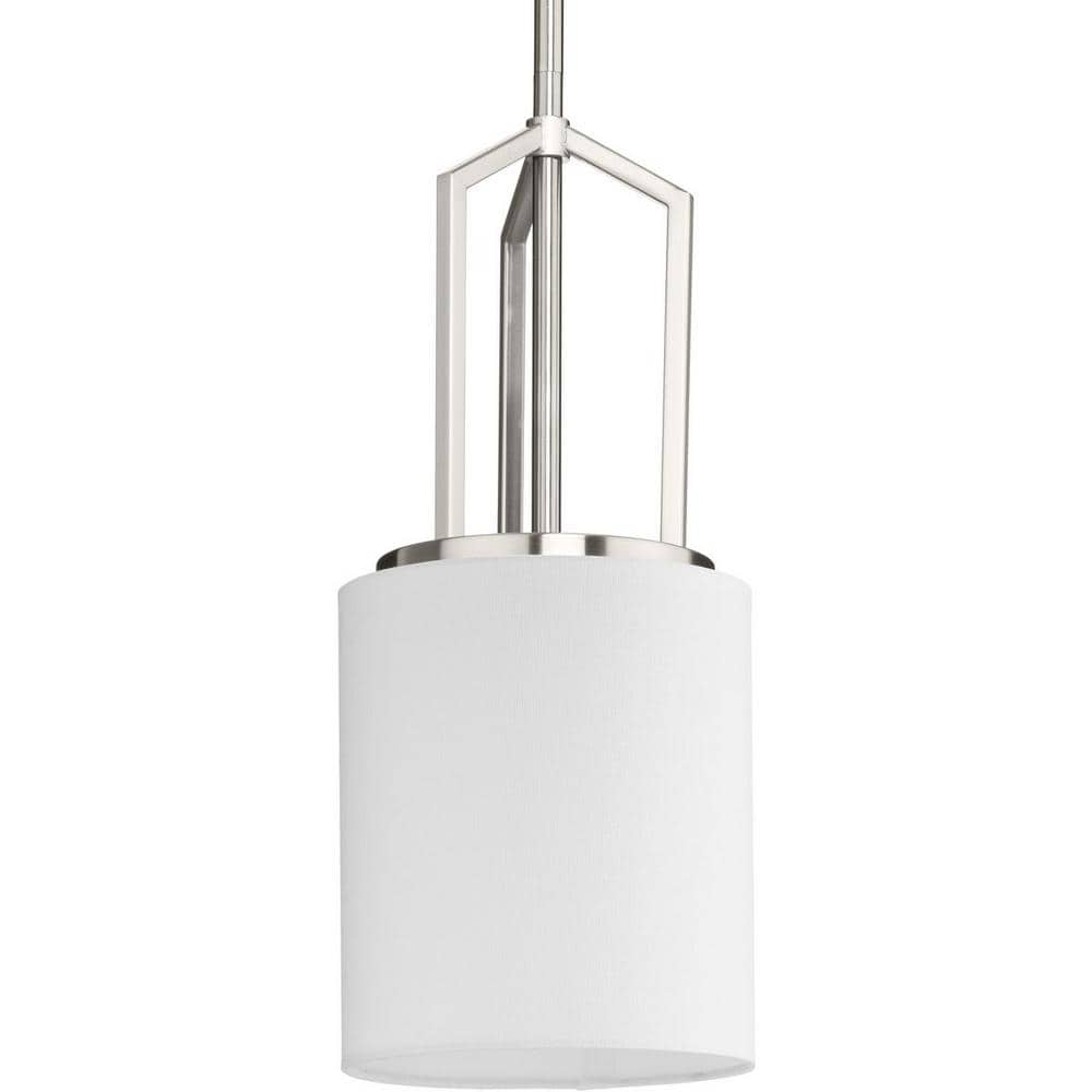 Progress Lighting Goodwin 1-Light Mini-Pendant, Brushed Nickel, Linen Shade