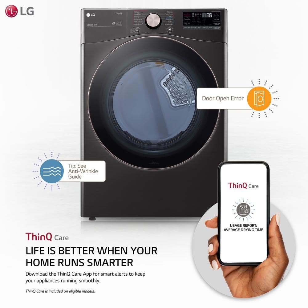 Black Steel 7.4 Cu. Ft. Smart Front Load Electric Dryer with TurboSteam