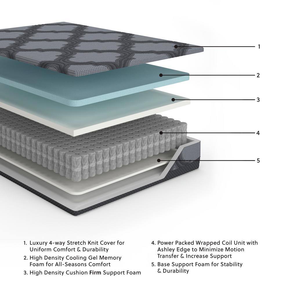 Gray 12" King Hybrid Mattress with Gel Memory Foam