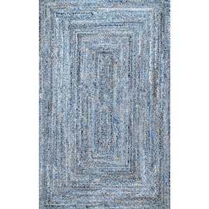 Otelia Solid Jute Denim Doormat 3 ft. x 5 ft. Area Rug