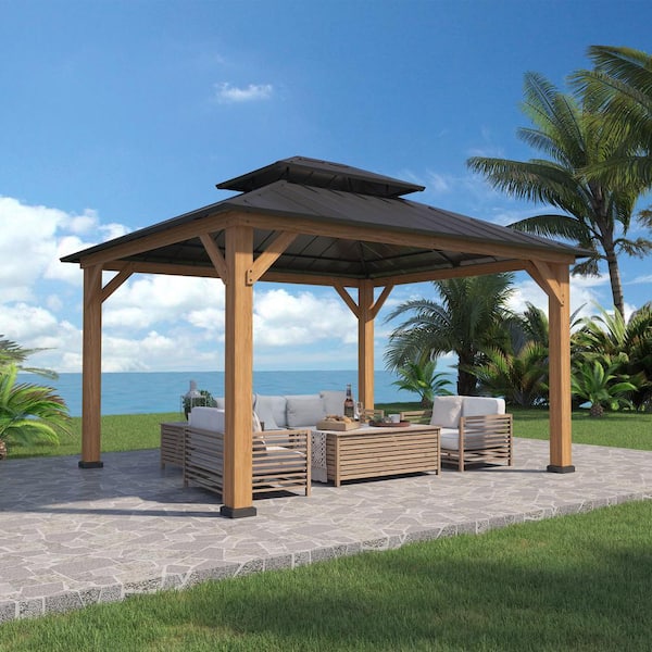 EAGLE PEAK 13 ft. x 11 ft. Outdoor Patio Cedar Wood Frame