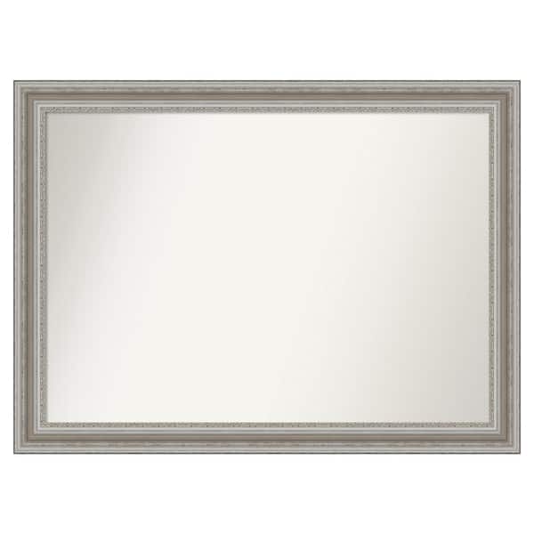 Amanti Art Parlor Silver 49.5 in. x 36.5 in. Cusom Non-Beveled Framed Bathroom Vanity Wall Mirror