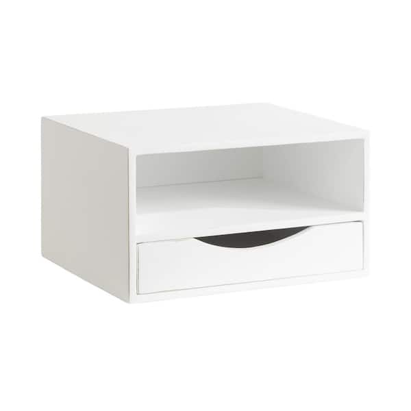 Kate and Laurel Hutton 12.50 in. White Rectangle Solid Wood End Table