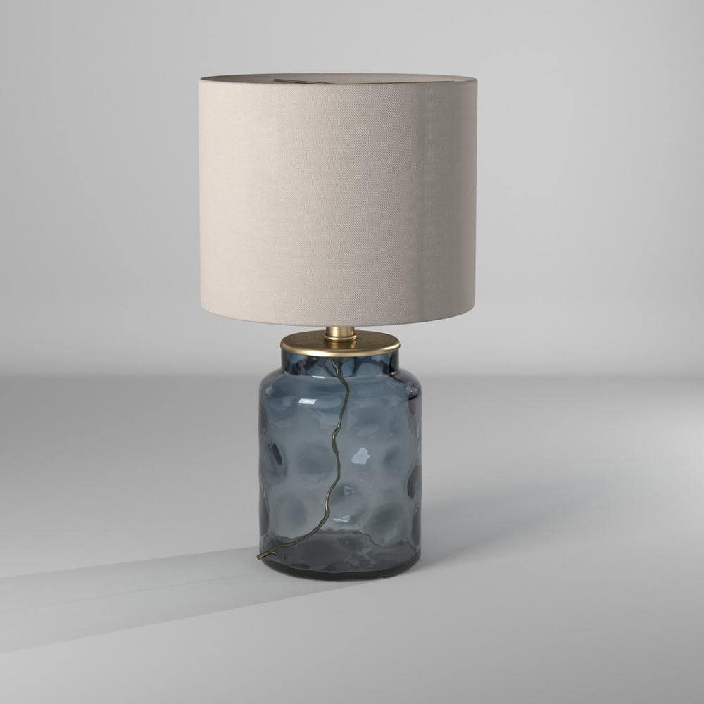Ashburn 15'' Blue Glass Transitional Table Lamp with White Shade