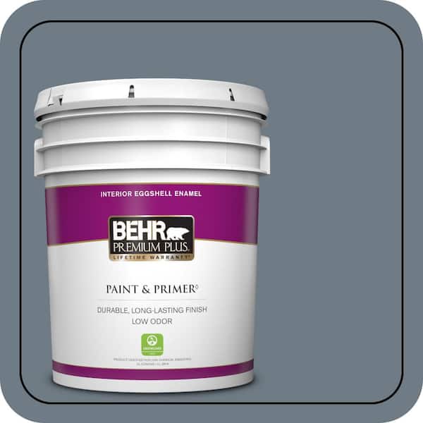 BEHR PREMIUM PLUS 5 gal. #N490-5 Charcoal Blue Eggshell Enamel Low Odor Interior Paint & Primer