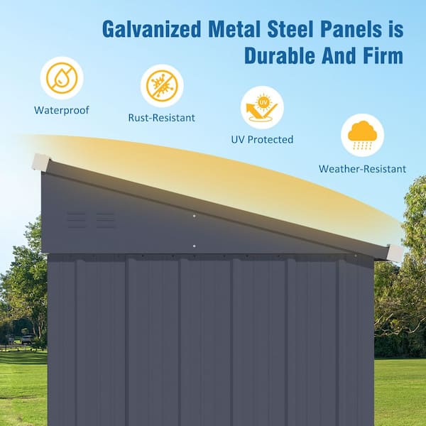 4 ft. W x 10 ft. D Metal Storage Lean-to Shed 40 sq. ft. in Gray