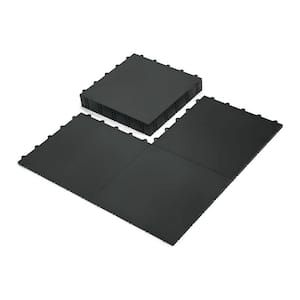 Afoxsos 14 ft. x 14 ft. High Durability Colored Flooring Tiles Interlocking Versatile Surface Deck Tiles in Black (8 Per Pack)