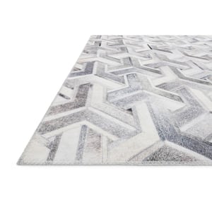 Maddox Silver/Ivory 5 ft. x 7 ft. 6 in. Contemporary 100% Polyester Area Rug