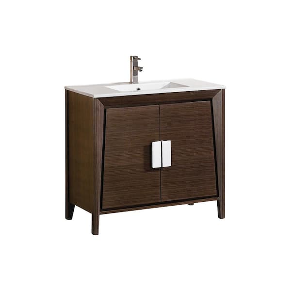 FINE FIXTURES Imperial 36 in. W x 18.11 in. D x 33.5 in. H Bath Vanity in Ebony Wave with White Ceramic Top