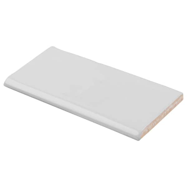 Catalina White 3 in. x 6 in. Polished Ceramic Wall Bullnose Tile