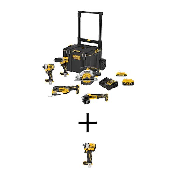 DEWALT 20-Volt Max TOUGHSYSTEM Lithium-Ion 6-Tool Cordless Combo Kit & Atomic 20V Max Cordless Brushless 1/2 in. Impact Wrench