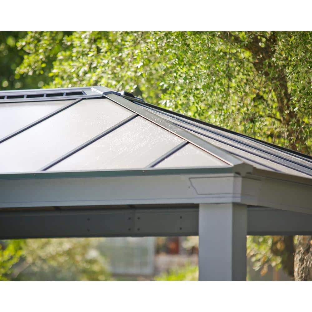 Gray Aluminum and Polycarbonate 14' x 14' Carport Kit