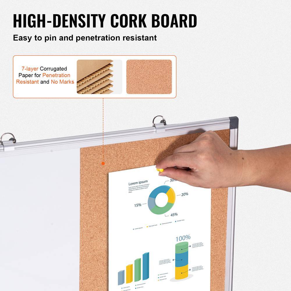 24" x 18" White Magnetic Dry Erase and Cork Board Combo with Aluminum Frame