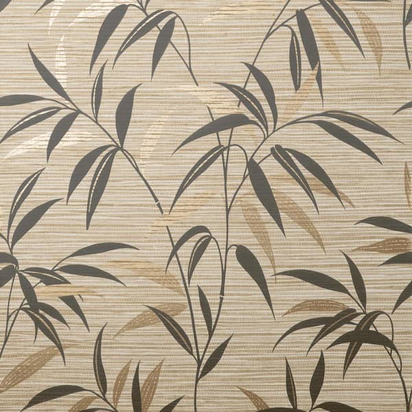 Fine Decor Fusion Brown Neutral Leaf Matte Non-Pasted Paper Wallpaper Sample