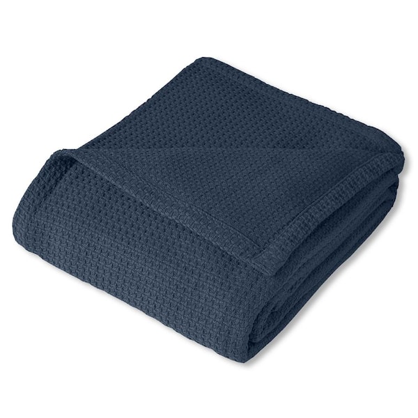 Sweet Home Collection 100% Cotton Grand Hotel Oversized Blanket, Full/Queen, Navy