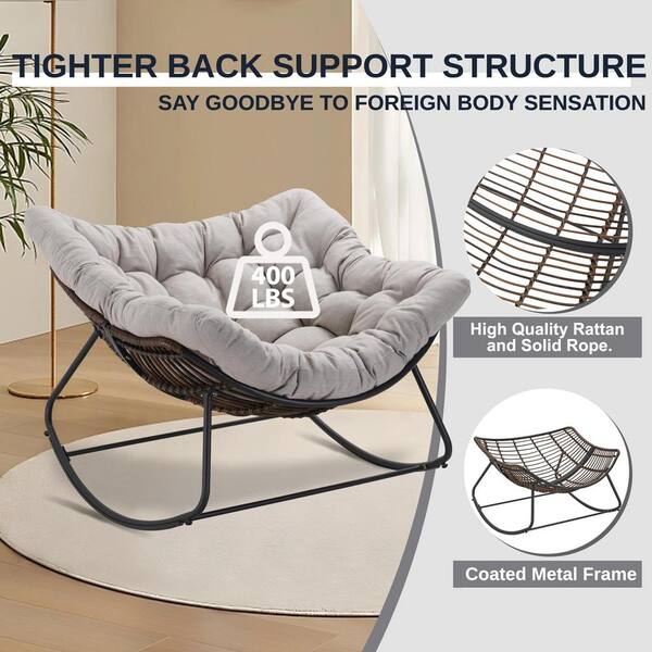 Tenleaf Rattan Rope Dark Gray Frame 42 in. W Metal Outdoor