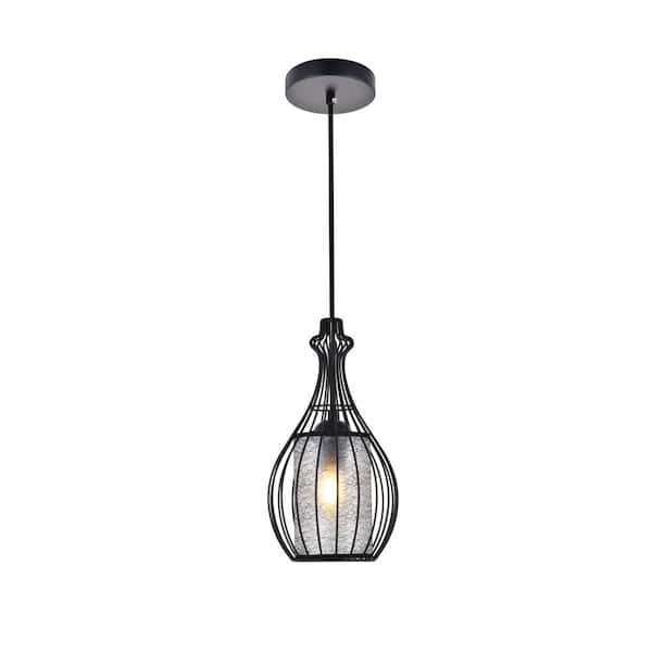 Unbranded Timeless Home Marisa 1-Light Pendant in Black with 6.7 in. W x 12.8 in. H Shade
