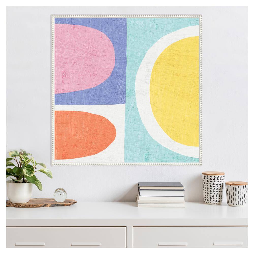 Pastel II Abstract Canvas Art with White Floater Frame