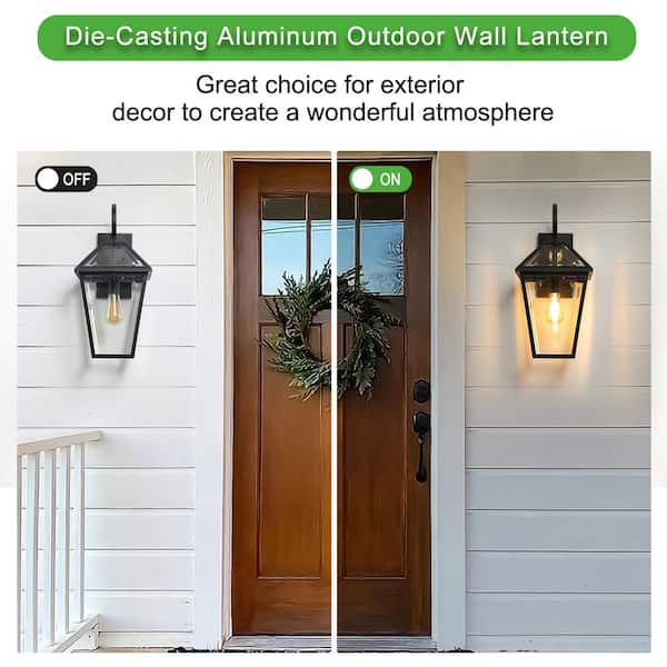 21 in. Black Outdoor Retro Hardwired Wall Lantern Scone with No Bulbs Included (2-Pack)