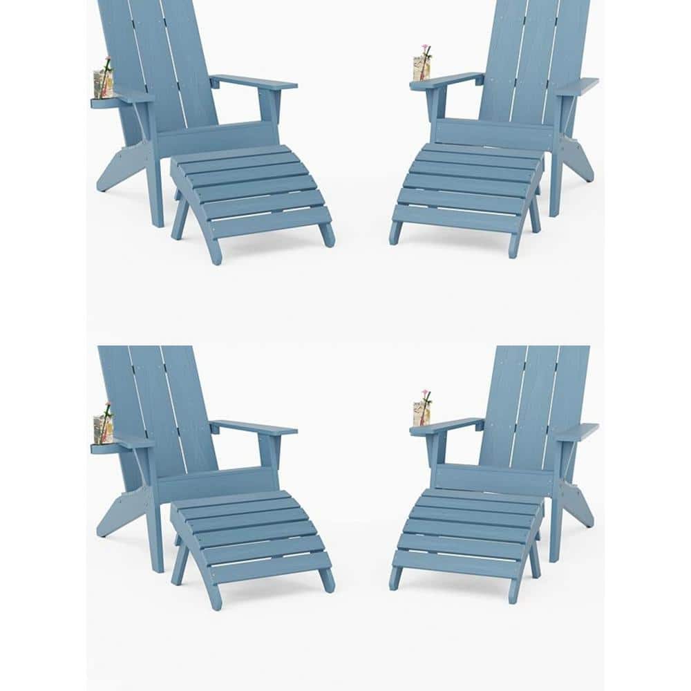 8-Piece Oversize Modern Blue Plastic Outdoor Patio Adirondack Chair with Folding Ottoman Set (Set of 4) price history on PriceWatchPro