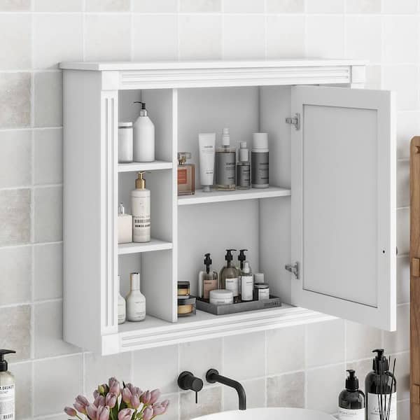 Miscool Ami 35 in. W x 7.1 in. D x 28.7 in. H Rectangular Bathroom Storage Medicine Cabinet with Mirror In Blue