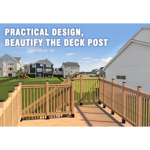 Angel Sar 3.5 in. x 3.5 in. Wood Fence Post Caps, PP Plastic Water-Proof UV-Proof, Keep Post from Cracking and Rotting (48-Pack)