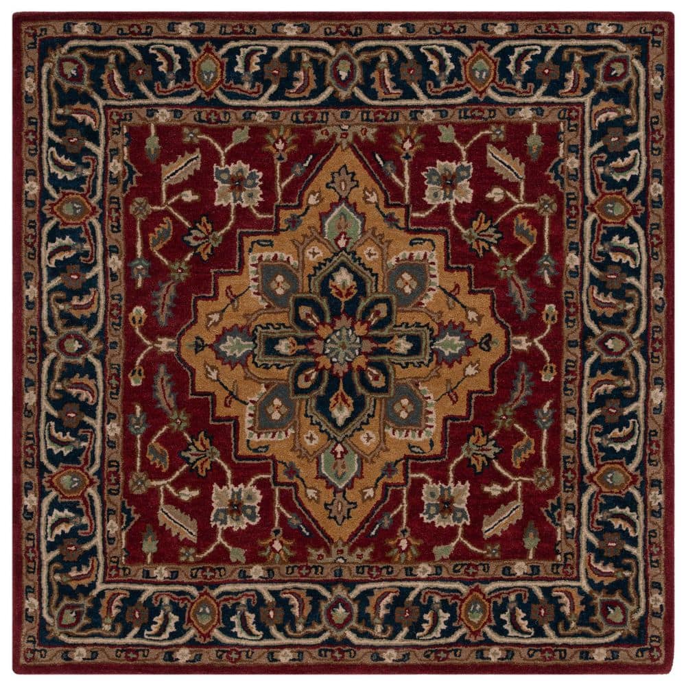 SAFAVIEH Heritage 6 ft. x 6 ft. Red/Ivory Ornate Border Square Area Rug ...