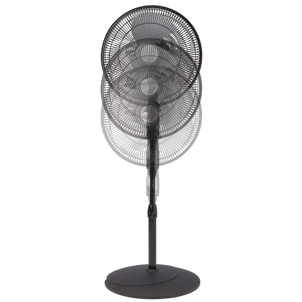 Black Adjustable Height Oscillating Pedestal Fan with Remote Control
